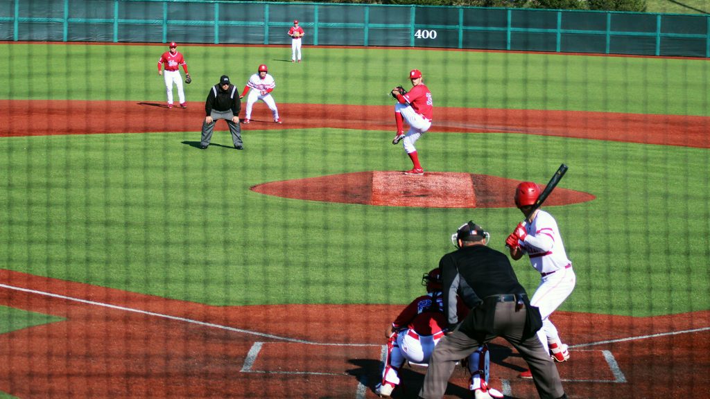 Matt Lickwicki pitches in a scrimmage at Bart Kaufman Field