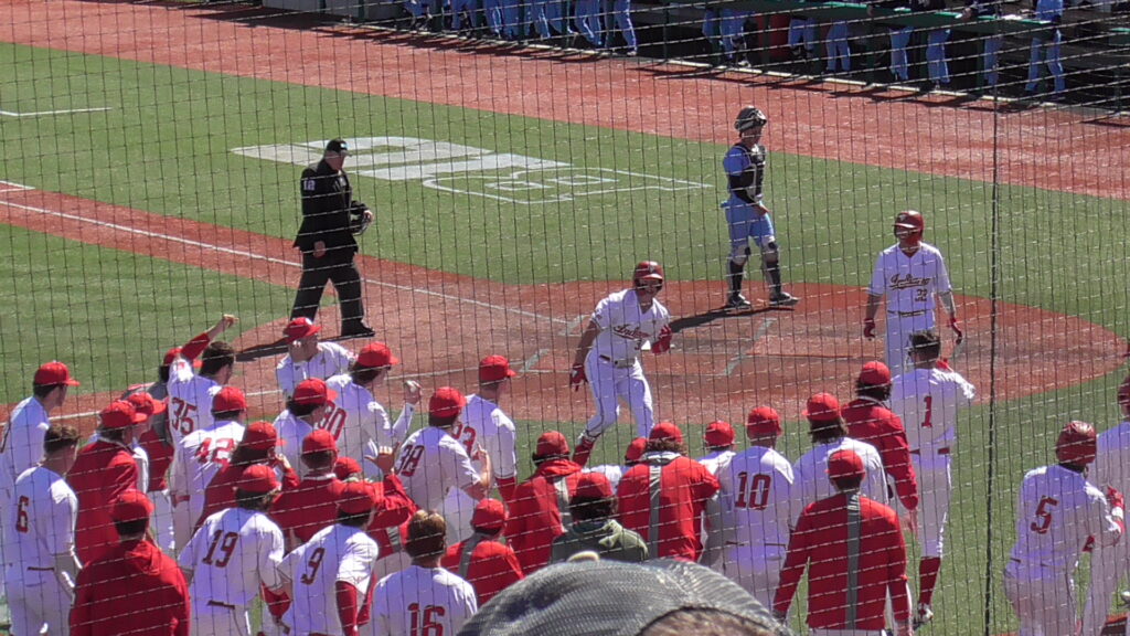 Carter Mathison celebrates a home run