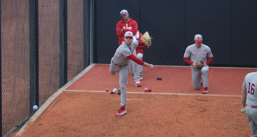 Big Ten Pitcher of the Week Connor Foley warms up before facing host Coastal Carolina on Saturday. Photo by Carl James