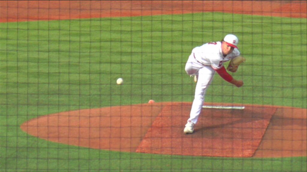 Connor Foley pitches against Michigan
