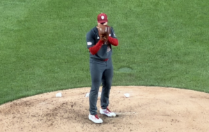 Tony Neubeck pitches at Wrigley Field (Zach Horwitz)